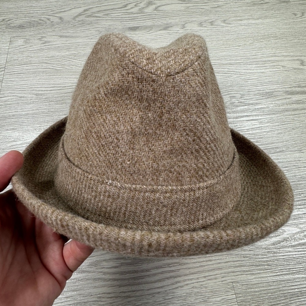 Dobbs‎ Euclid Men's Fedora Hat Size 7 1/4 Brown Herringbone Wool Blend - Picture 3 of 6
